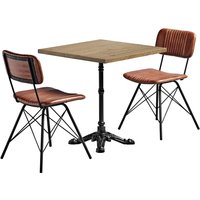 Dinas Wooden Dining Table With 2 Brown Chairs