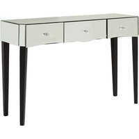 Dingolay Mirrored Glass Console Table With 3 Drawers In Silver