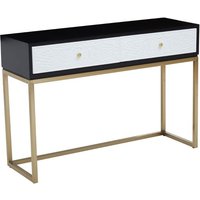Dodoma Wooden Console Table With 2 Drawers in Gold Metal Frame