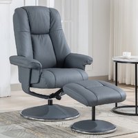 Dollis Leather Recliner Chair With Stool In Petrol Blue