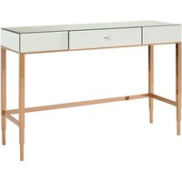 Dombay Mirrored Glass Console Table With 3 Drawers In Rose Gold