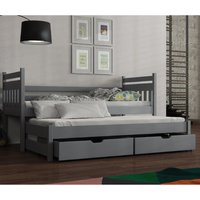 Donna Wooden Day Bed With Foam Mattress And Trundle In Grey