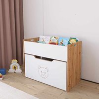 Dove Wooden Kids Storage Bookshelf in White and Natural