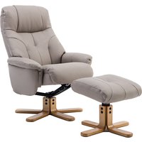 Dox Leather Recliner Chair With Stool In Pebble