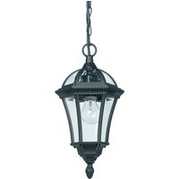 Endon Collection Drayton 1 Light Outdoor Ceiling Lantern Pendant Light Black IP44, E27, Black