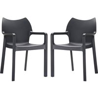 Dublin Black Reinforced Glass Fibre Dining Chairs In Pair