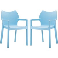 Dublin Light Blue Reinforced Glass Fibre Dining Chairs In Pair