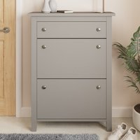 Duddo Wooden Shoe Storage Cabinet With 2 Flap Doors In Grey