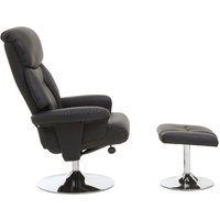 Dumai PU Leather Recliner Chair With Footstool In Black