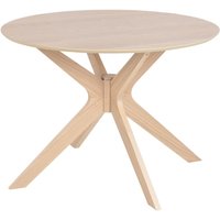 Durant Wooden Round Dining Table In Matt White Oak