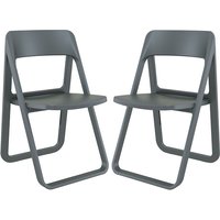 Durham Dark Grey Polypropylene Dining Chairs In Pair