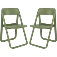 Durham Olive Green Polypropylene Dining Chairs In Pair