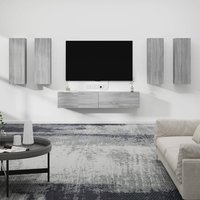 Dyllis Wooden Living Room Furniture Set In Grey Sonoma Oak