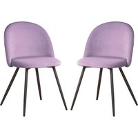 Earlville Fabric Purple Dining Chairs With Wooden Legs In Pair