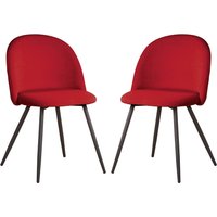 Earlville Fabric Red Dining Chairs With Wooden Legs In Pair