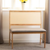 Earlville Wooden Dining Bench With Grey Fabric Seat In Oak