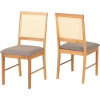 Earville Oak And Grey Wooden Dining Chairs In Pair