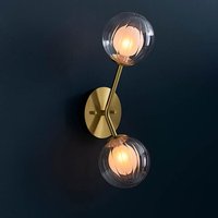 Product photograph of Easton Clear Ribbed And Frosted Glass Wall Light In Satin Brass from Furniture in Fashion