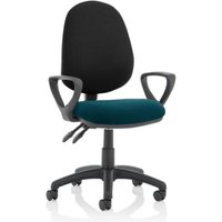 Eclipse II Black Back Office Chair In Teal With Loop Arms