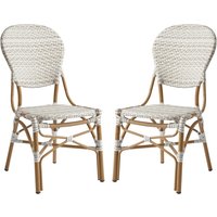 Edinburg Natural Rattan Bar Chairs With Wooden Frame In Pair
