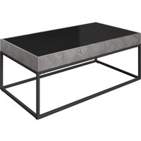 Edison Black Glass Coffee Table With Grey Metal Frame