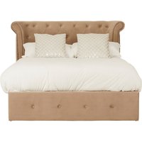 Cujam Velvet Storage Ottoman Double Bed In Mink