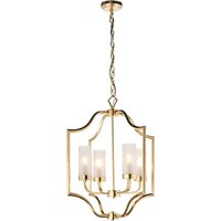 Edrea 4 Lights Glass Ceiling Pendant Light In Satin Brass