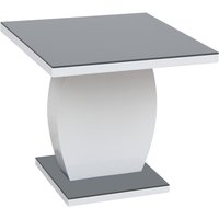 Eira Grey Glass Top Lamp Table With White High Gloss Base