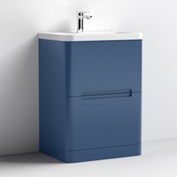 Elba 60cm Floor Vanity With Ceramic Basin In Satin Blue Elba 60cm Floor Vanity With Ceramic Basin In Satin Blue