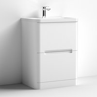 Elba 60cm Floor Vanity With Ceramic Basin In Satin White Elba 60cm Floor Vanity With Ceramic Basin In Satin White