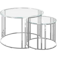 Eldon Clear Glass Nesting Coffee Tables With Chrome Frame