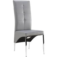 Vesta Studded Faux Leather Dining Chair In Grey