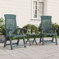 Elias Green Polypropylene Garden Reclining Chairs In Pair