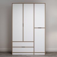 Elina Wooden Wardrobe with 4 Doors in White and Oak