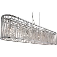 Elise 8 Light Clear Crystal Bar Pendant Light In Chrome