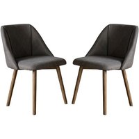 Elliata Slate Grey Fabric Dining Chairs In Pair