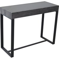 Ellis Glass Rectangular Console Table With Matt Black Metal Frame