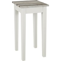 Eloy Tall Wooden Side Table In White And Maritimo Pine