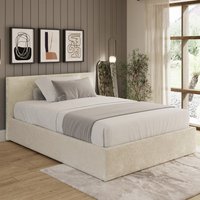 Eltham End Lift Crushed Velvet Ottoman King Size Bed In Cream