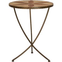 Eltro Large Wooden Side Table With Antique Brass Legs In Brown