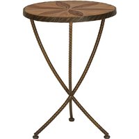 Eltro Small Wooden Side Table With Antique Brass Legs In Brown