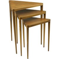 Eltro Triangular Wooden Nest Of 3 Tables In Gold