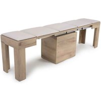 Elvora Wooden Extending Dining Bench with Fabric Seat in Oak