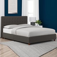 Emilia Fabric King Size Bed In Grey