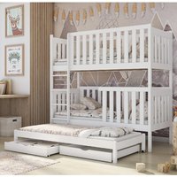 Enid Wooden Bunk Bed Bonnell Mattress And Trundle In Matt White