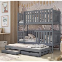 Enid Wooden Bunk Bed With Foam Mattress And Trundle In Matt Grey