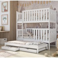 Enid Wooden Bunk Bed Without Mattress And Trundle In Matt White