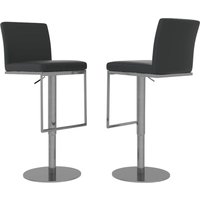 Enzi Black Faux Leather Bar Chairs With Steel Base In Pair