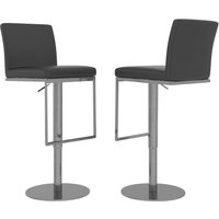 Enzi Grey Faux Leather Bar Chairs With Steel Base In Pair