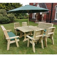 Erog Wooden Square Garden 8 Seater Dining Set In Natural